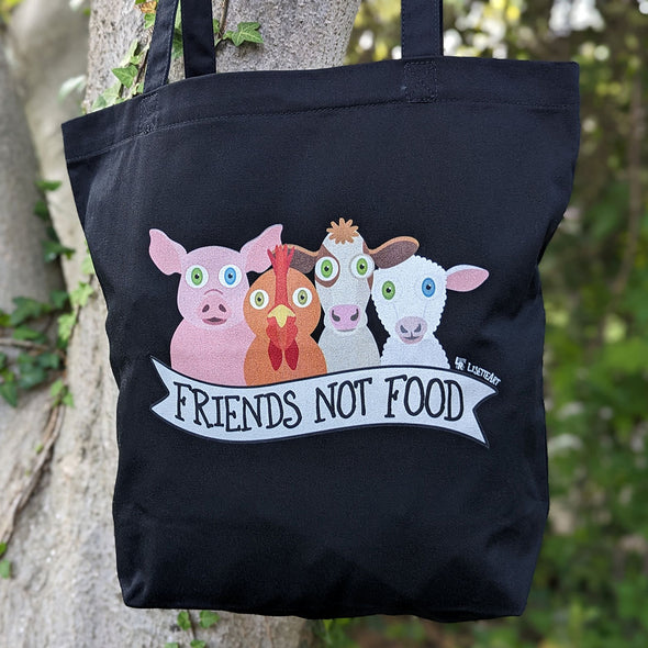 "Friends Not Food" Vegan Organic Cotton Tote Bag