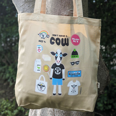 "Action Figure - Don't Have a Cow" Organic Cotton Vegan Tote Bag
