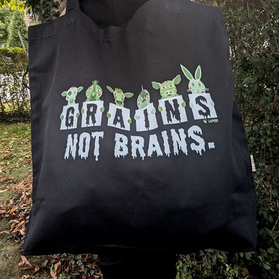 "Grains not Brains" Vegan Halloween Organic Cotton Tote Bag