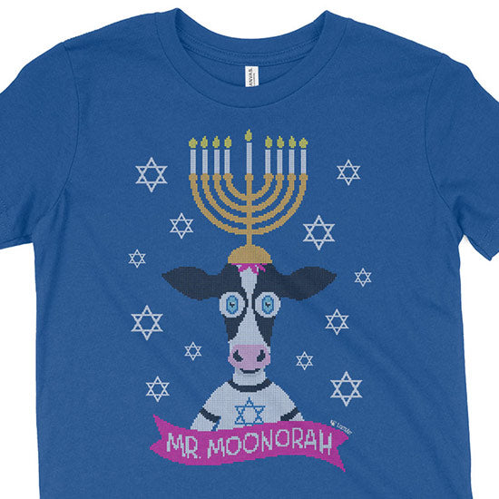 "Mr. Moonorah" Hanukkah Cow Kids Kids Youth T-Shirt