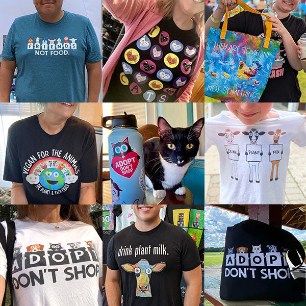 Photo grid of various customers showcasing and wearing different products