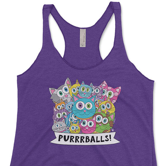 "Purrrballs!" Tri-blend Racerback Cat Tank