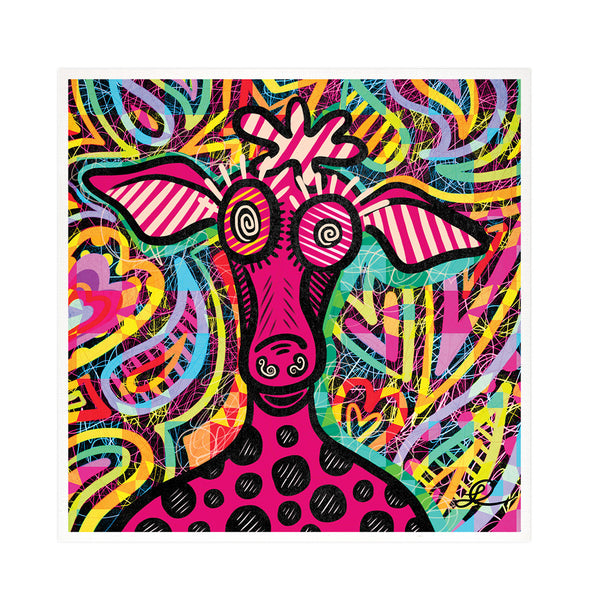 "Doodle Pop Pink Cow" Art Print