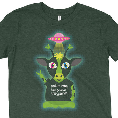 "Take Me To Your Vegans" Alien Cow Youth T-Shirt