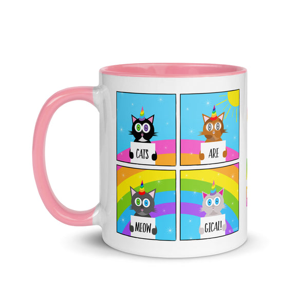 "Cats are Meowgical" Coffee Mug with Color Accents