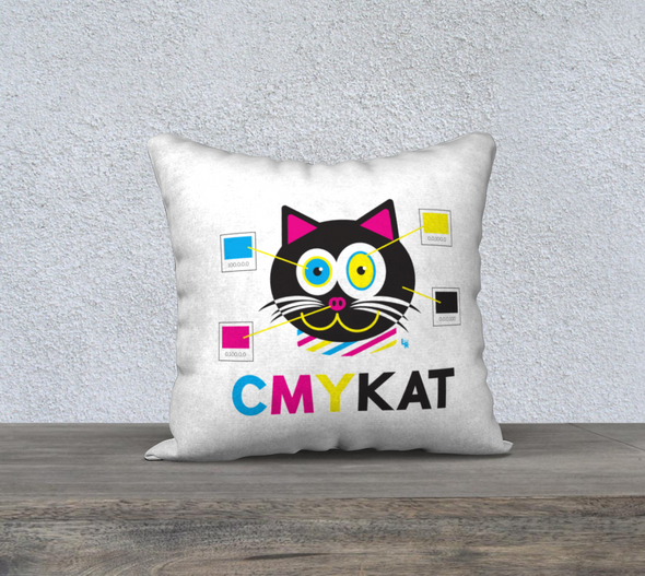 "CMYKat" Premium Cat Throw Pillow Cover