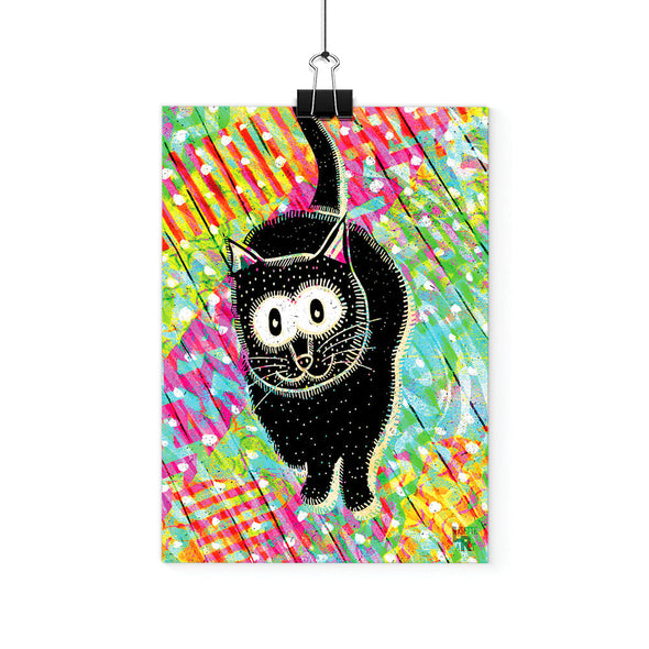 "Black Cat Cutie" Whimsical Art Print