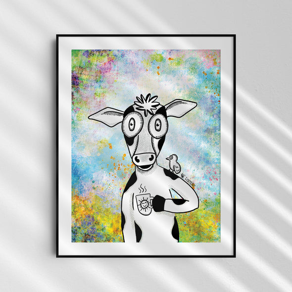 "Cow-fee" - Cow Art Print