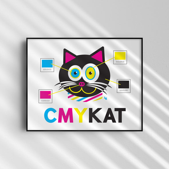 "CMYKat" Funky Cat Art Print