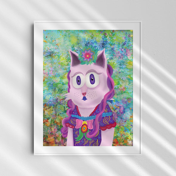 "Fancy Lady Kitty" Whimsical Purple Victorian Cat Art Print