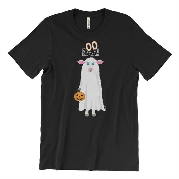 "Trick or Treat" BAA BOO Sheep in Ghost Costume Halloween Unisex T-Shirt