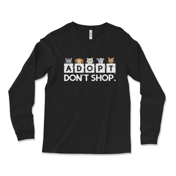 "Adopt, Don't Shop." Cat & Dog Unisex Long Sleeve Tee