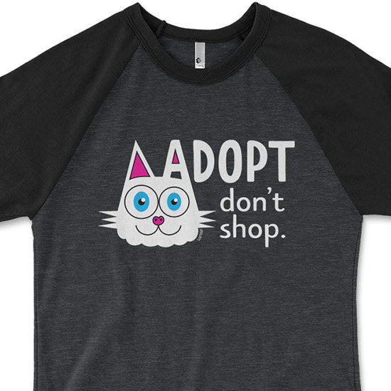 SALE "Adopt, Don't Shop." (cat ear) Unisex Raglan Shirt