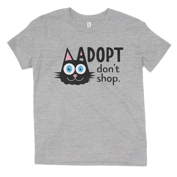 "Adopt, Don't Shop." (cat ear) Kids Youth T-Shirt