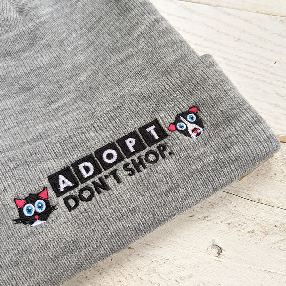 "Adopt, Don't Shop." Cuffed Beanie Cat and Dog Hat