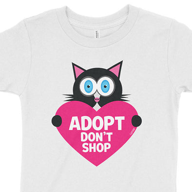 "Adopt, Don't Shop." (cat with heart) Kids T-Shirt