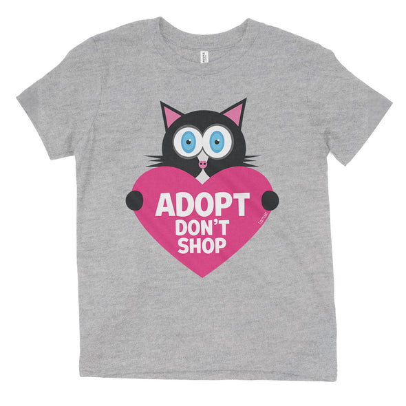 "Adopt, Don't Shop." (cat with heart) Kids Youth T-Shirt