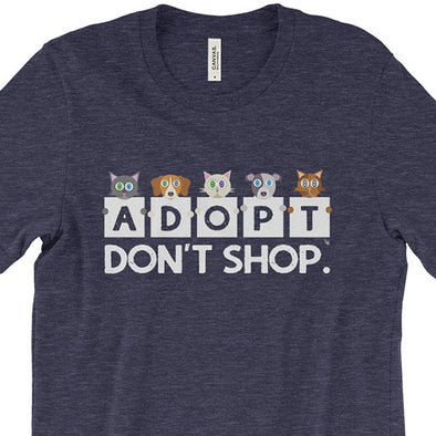 "Adopt, Don't Shop." Unisex Cat and Dog T-Shirt