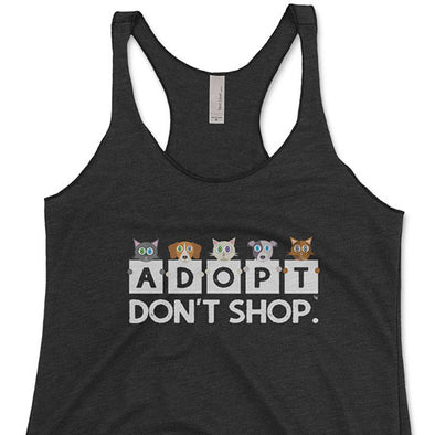 "Adopt, Don't Shop." Tri-blend Racerback Cats & Dogs Tank