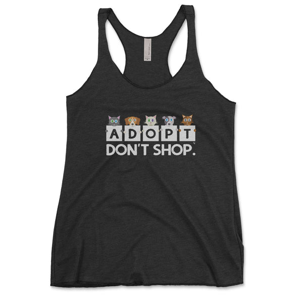 "Adopt, Don't Shop." Tri-blend Racerback Cats & Dogs Tank