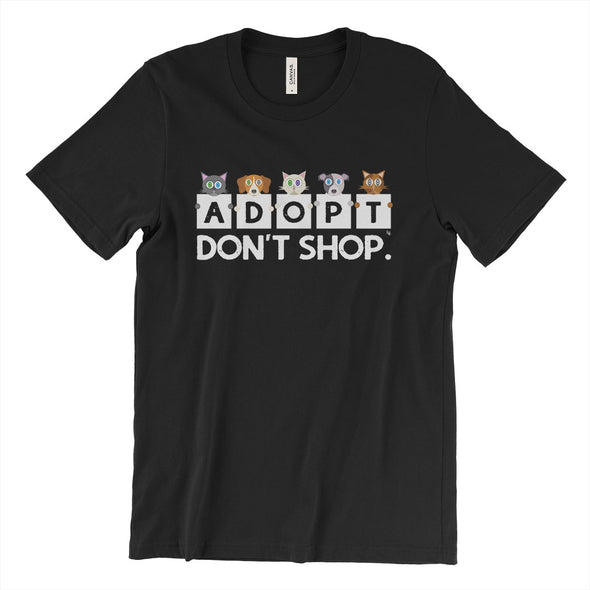 "Adopt, Don't Shop." Unisex Cat and Dog T-Shirt