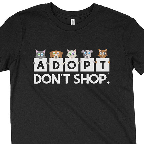 "Adopt, Don't Shop." Kids Youth Cats and Dogs T-Shirt