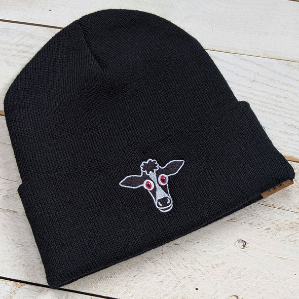 "Live with Cowpassion" Cuffed Beanie Vegan Cow Hat