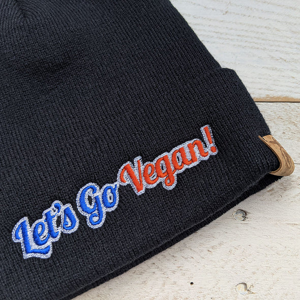 "Let's Go Vegan!" Cuffed Beanie Vegan Hat