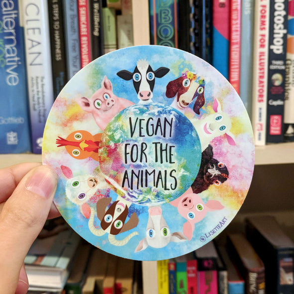 "Vegan for the Animals" Vinyl Bumper Sticker