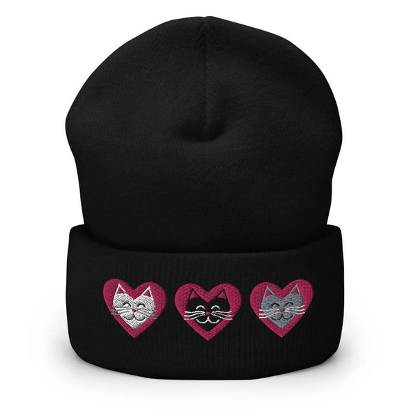 "I 💜 Love 💜 Cats" Cuffed Beanie Hat
