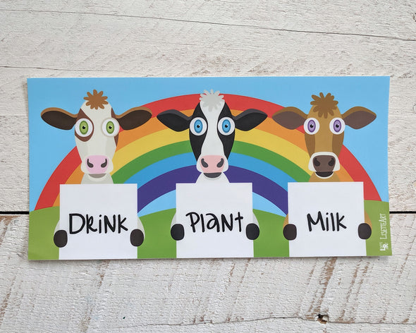 "Drink Plant Milk" Vegan Cows Vinyl Bumper Sticker