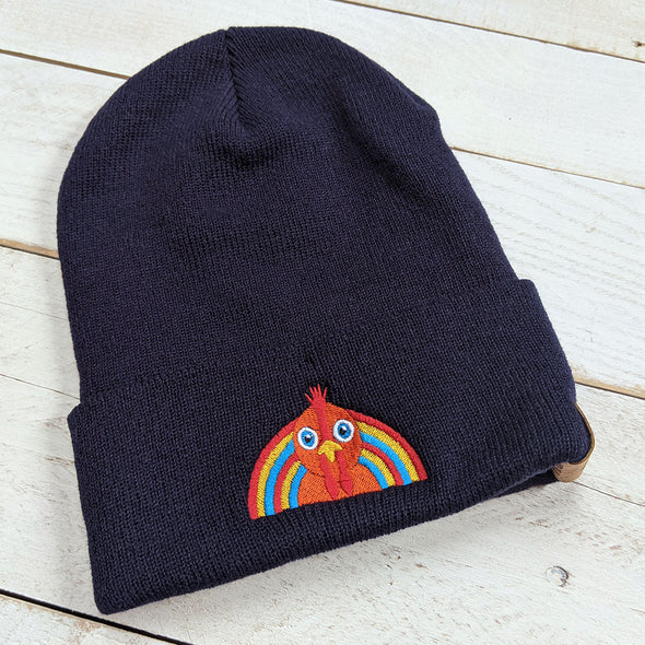 Chicken with Rainbow - Cuffed Beanie Hat