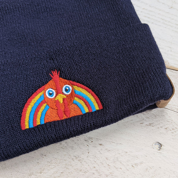 Chicken with Rainbow - Cuffed Beanie Hat