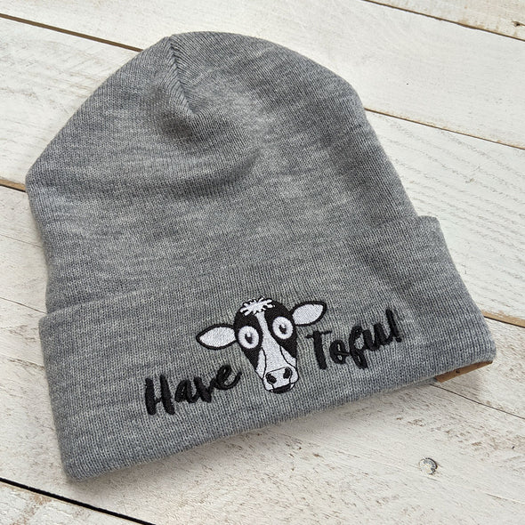 "Have Tofu!" Cuffed Beanie Vegan Cow Hat