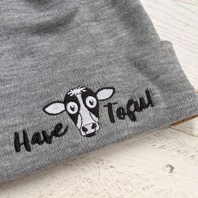 "Have Tofu!" Cuffed Beanie Vegan Cow Hat