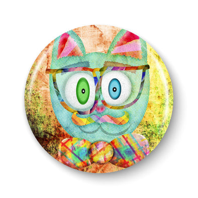 "Intellecat" Hipster Cat 1.25” Round Pinback Button