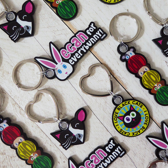 "Vegan for Everybunny!" Printed Recycled Acrylic Keychain