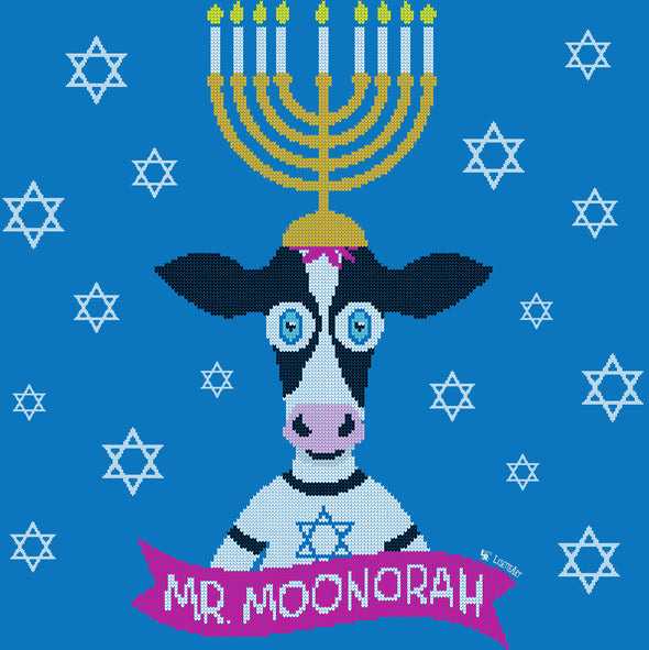"Mr. Moonorah" Hanukkah Cow Tri-blend Racerback Tank