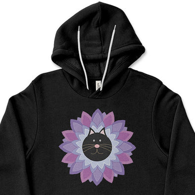 "Purrrfect Flowers" Unisex Lightweight Fleece Cat Hoodie Sweatshirt
