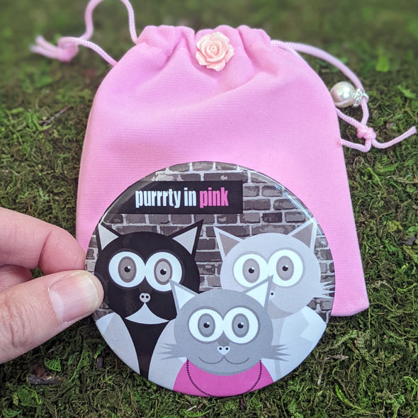 "Purrrty in Pink" Cat Pocket Mirror