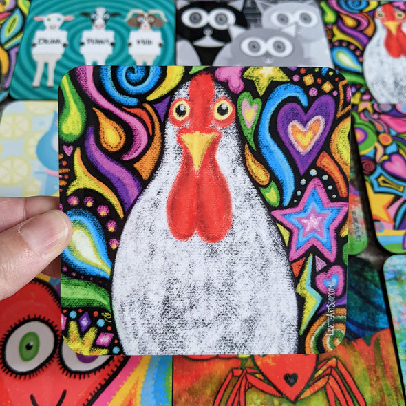 "Happy Chalk Chicken" Coaster