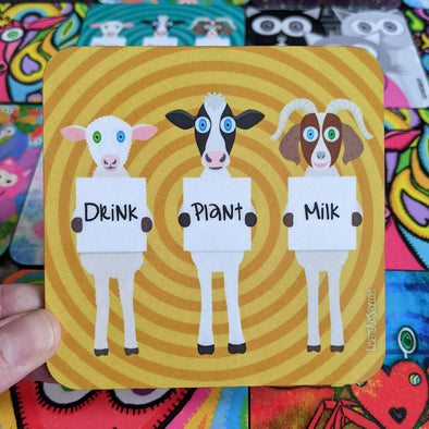 "Drink Plant Milk" Vegan Art Coaster