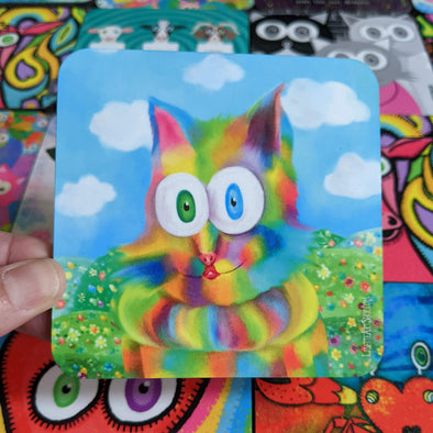 "Jester Cat" Art Coaster