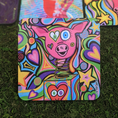 "Jackie Pig in the Box" Art Coaster