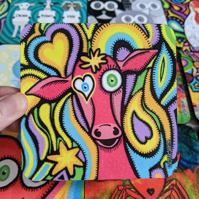 "Whimsical Cow Dream" Art Coaster