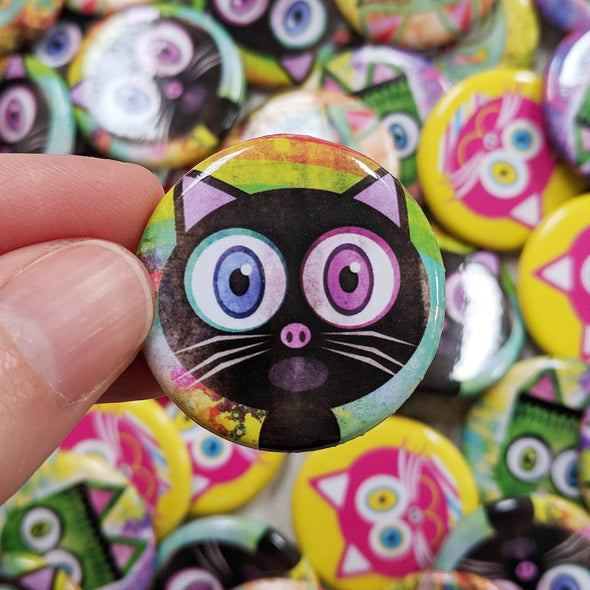 "Somemeow Over the Rainbow" Singing Black Cat 1.25” Round Pinback Button