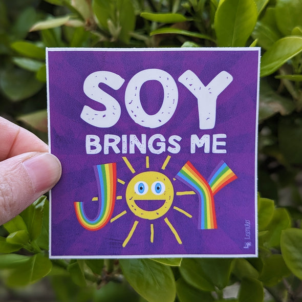 "Soy Brings Me Joy" Vegan Square Vinyl Sticker