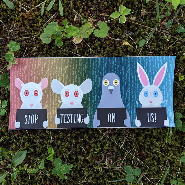 "Stop Animal Testing" Vegan Message Vinyl Bumper Sticker