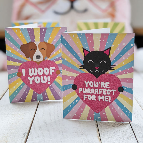 "You're Purrrfect For Me!" Cat Valentine's Day Card, Recycled Anniversary Card