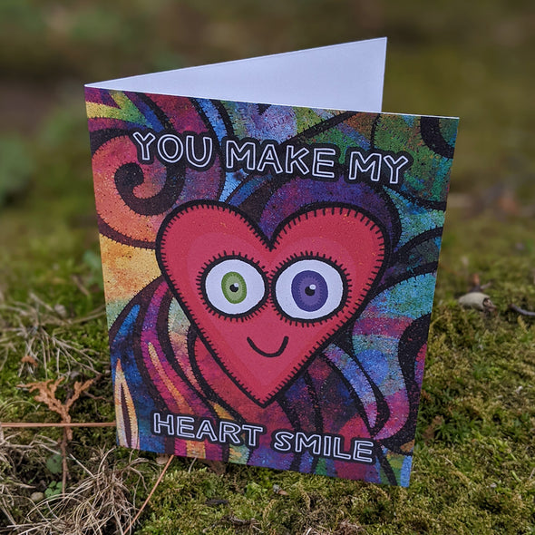 "You Make My Heart Smile" Valentine's Day Card, Recycled Anniversary Card